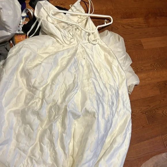 Galina Ivory Floral Print patterned  Wedding Gown Bridal Sleeveless Sz 4 - Picture 15 of 17